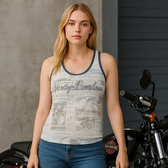 Harley-Davidson Women’s Sleeveless Tank Top Graphic Tee 100% Cotton Small - Picture 2 of 8